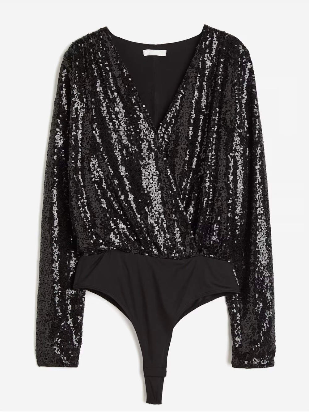 H&M Black Sequin V-Neck Bodysuit